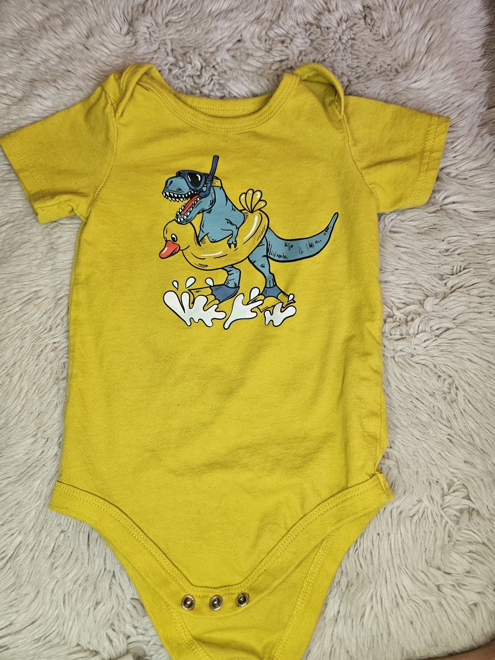 George Yellow Dinosaur & Rubber Ducky Bodysuit 12-18M🩷